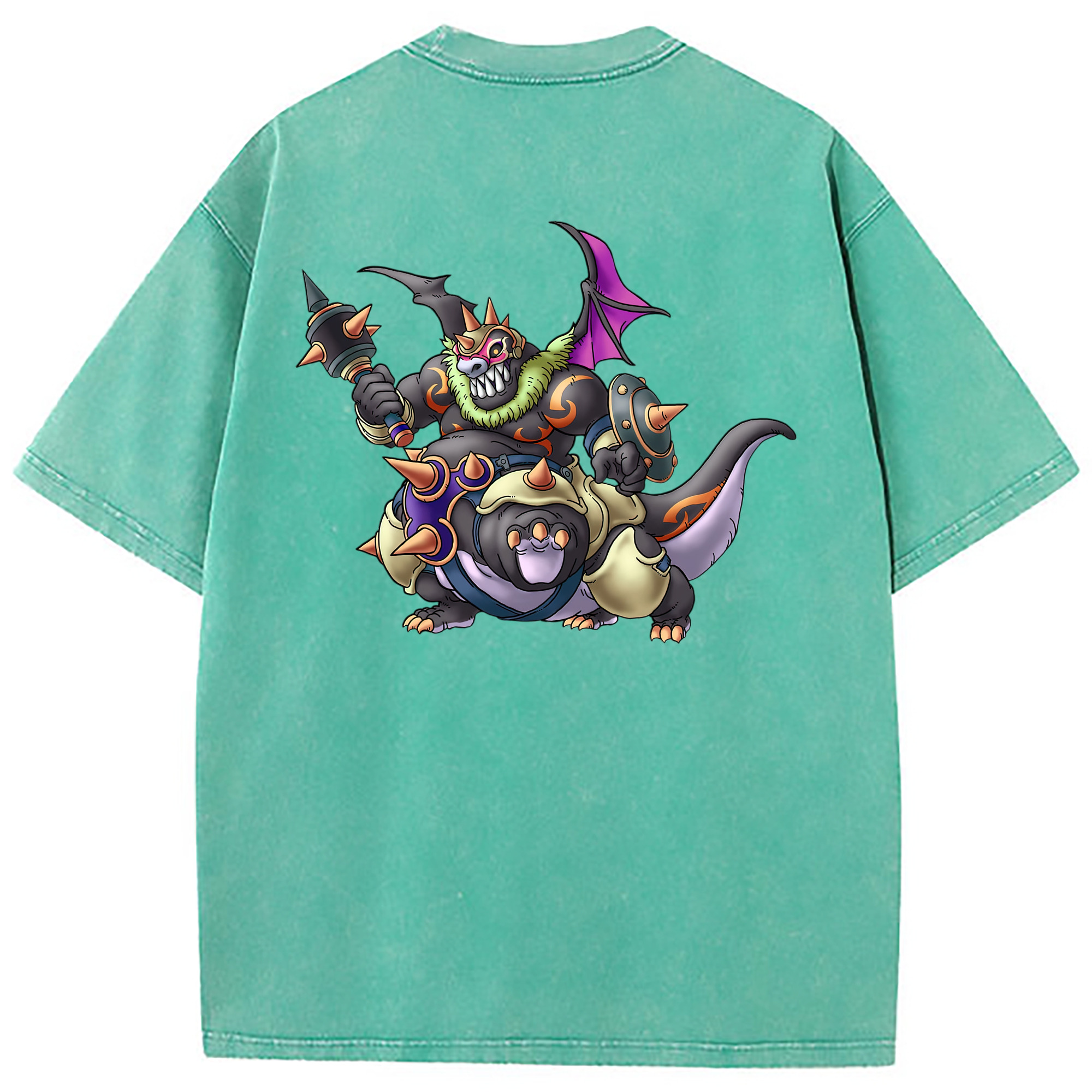 （画像用） ドラゴンクエスト Doragon Kuesuto Dragon Quest 綿100% ヴィンテージ風 半袖Tシャツ（背面プリント）